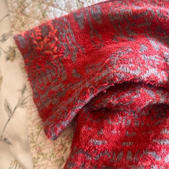 Free People cozy crop boho sweater with generous full-size hood. - Picture 3 of 12